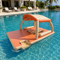 Grand ponton flottant gonflable Party Bana, plateforme de relaxation aquatique hermétique avec abri solaire pour parc aquatique et club nautique