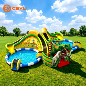 Ceyu Toboggan Gonflable Commercial Extérieur Thème Aventure Monde des Dinosaures Durable et Amusant avec Piscine pour Enfants - Product Image 1