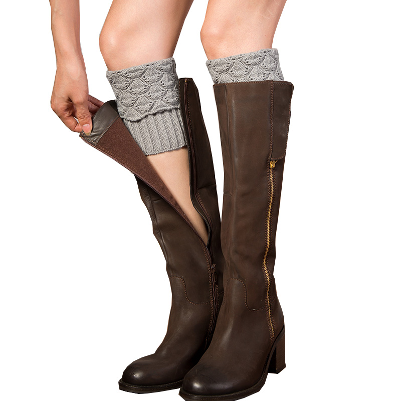 Женские зимние вязаные крючком манжеты для сапог топперы короткие теплые ноги