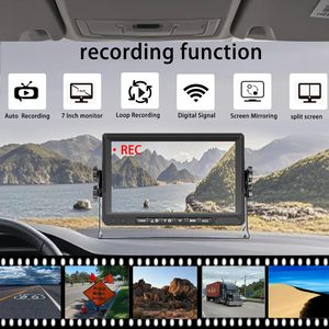 צג 7 אינץ' 1080P אלחוטי Plug & Play מצלמת גיבוי HD עמידה למים עם ראיית לילה להקלטה עבור קרוואן/קמפר/אוטוקרוואן (2 מצלמות) - Product Image 4