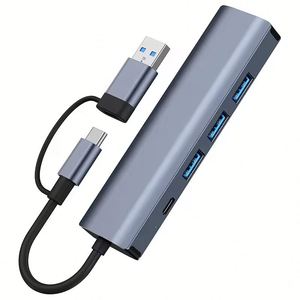 ฮับ USB-C 5 In1หลายพอร์ตพร้อมกิกะบิต1000เมตรอีเทอร์เน็ต USB 3.0 100W PD อะแดปเตอร์อลูมิเนียมอัลลอยแบบพกพา - Product Image 3
