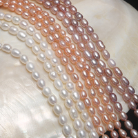 Collar con Colgante de Perlas Barrocas en Forma de Arroz de 3-4mm, Calidad 3A, Perlas Naturales de Agua Dulce Sueltas con Cadena Fina para Mujer, Venta al Por Mayor