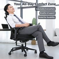 Chaise de bureau ergonomique moderne en maille avec accoudoirs réglables en hauteur et support lombaire, personnalisation prise en charge