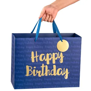 Hersteller Anpassung Geburtstags geschenk Verpackungs taschen Umwelt freundliche Folie gestempelt Papiertüten alles Gute zum Geburtstag Geschenk beutel