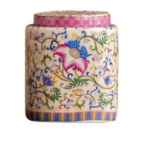 Pot à café carré en céramique émaillée de luxe léger avec motif coloré pour les fêtes