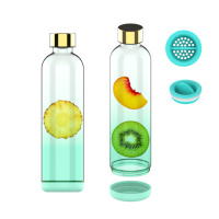 2023 dernière bouteille d'eau infuseur de 1 litre en plastique sans BPA couvercle étanche marqueur de temps thermique jus de fruits réutilisable Sport Logo