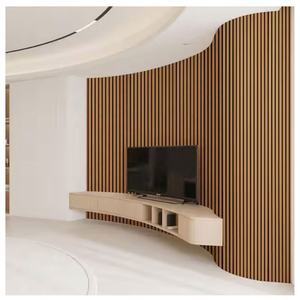 Panneaux acoustiques muraux en lattes de MDF en bois flexibles, modernes et hautement efficaces pour l'absorption acoustique, feutre de polyester, couleur personnalisée, SANYUAN - Product Image 2