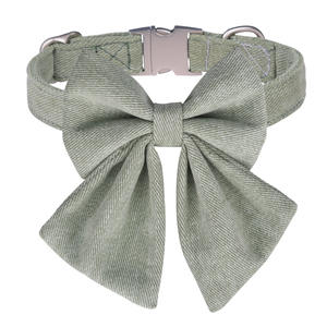 Collar desmontable para mascotas con pajarita, collar para perro de algodón puro antipérdida con correa para perro antitirones - Product Image 3