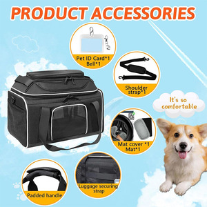 Transportín de mascotas de lados suaves aprobado por la aerolínea para gatos y perros pequeños Bolsa de transporte de mascotas expandible de alta calidad - Product Image 4