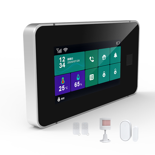 Wireless Tuya Wifi Home Alarm GSM IOS Android APP Control LCD GSM SMS Burglar Alarm System for Home Security Alarm