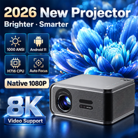 Projecteur intelligent, résolution native 1080P HD, prise en charge du décodage vidéo 8K, Android 11, avec haut-parleurs HiFi, mise au point automatique, correction automatique de la distorsion trapézoïdale, home cinéma