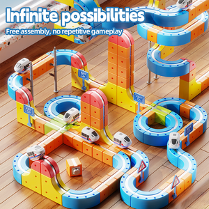 Treno Elettrico ad Alta Velocità, Giocattolo Interattivo DIY con Pista in Plastica <span class=keywords><strong>per</strong></span> <span class=keywords><strong>Bambini</strong></span>, Set Educativo di Blocchi con Vagone Magico - Product Image 5
