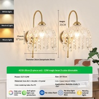 Lampe murale LED pour chambre à coucher, chevet, entrée, couloir, salon, style rétro français, design de luxe en cristal