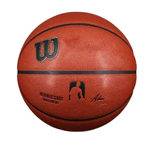 Wilsonb logotipo personalizado por fabricantes, super fibra pu para treinamento interno, tamanho 7, 6, 5, basquete, wtb7100