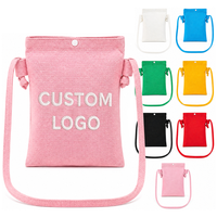 Tas Selempang Kanvas Logo Kustom dengan Kancing Tekan, Tas Mini Ponsel yang Dapat Disesuaikan, Tas Selempang Wanita Multi-warna untuk Wanita