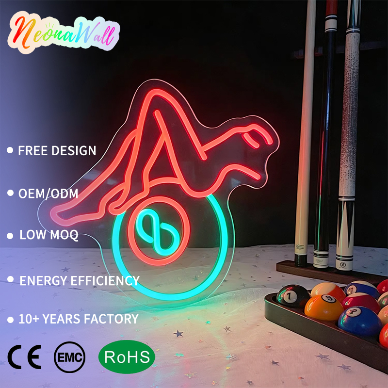 Neonawall Wholesale Pool Table LED Neon Sign IP65 USB Dimmable Wall Light Custom Color 2-Year Warranty Home Bar Club Party