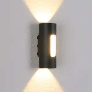 Outdoor IP65 Waterproof up and down wall lamps Black case 3000K Modern cylindrical wall lamps