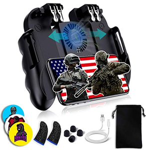 Upgraded Six-finger Wireless 2.4GHz ABS+Metal Black Mobile Gaming <b>Controller</b> H9 Cooling Fan Handbrake <b>Phone</b> Holder 4-6 Hours - Product Image 1