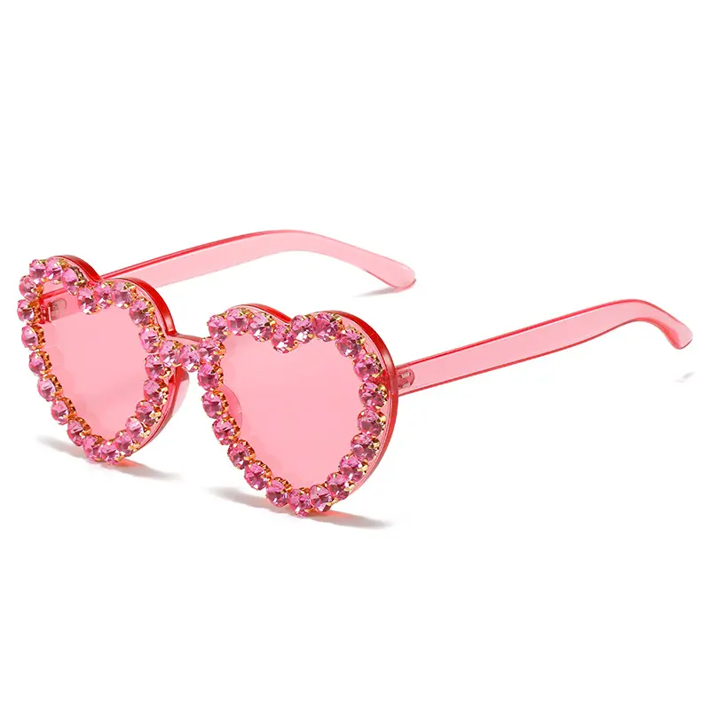 Gafas de sol de estilo europeo y americano con incrustaciones de diamantes y corazón de melocotón, bonitas gafas de sol con forma de corazón y ojos de gato