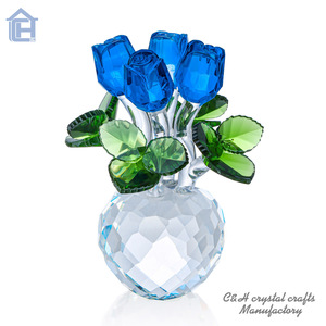 Figurina Decorativa in <span class=keywords><strong>Cristallo</strong></span> CH con Fiori di Margherita Blu, Fermacarte per Casa e Ufficio con Confezione Regalo per San Valentino - Product Image 4