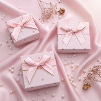 Boîte cadeau pour bijoux avec ruban, boîte d'emballage pour collier, boucles d'oreilles, bracelet, personnalisable avec couvercle et insert en éponge