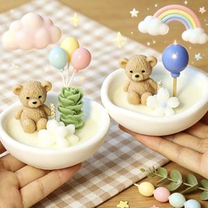 Creative <b>Bear</b> Gypsum Bowl Scented Candle for Home Ornament <b>Cute</b> Decorative Fragrance Wedding Gift Candle - Product Image 4