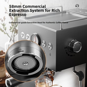 Machine à expresso semi-automatique avec tête d'extraction commerciale de 58 mm et mousseur à lait pour la maison et les petits cafés - Product Image 3
