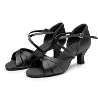 Nouvelles chaussures de danse latine pour femmes, dessus en satin, semelle souple, talon de 5,5/7,5/8,5 cm, chaussures de danse de salon, chaussures de danse salsa moderne