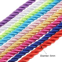 Cordon en satin torsadé 3 brins rose rouge 5 mm, 20 m, pour macramé, garniture décorative, fil tressé haute ténacité, cadeau de Noël, bricolage, rideau