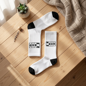 Unisex Funny <b>White</b> Torn Sports Socks Knit Fabric Medium Silhouette Sustainable Design-Fun Stylish Workout Accessory Single All - Product Image 2