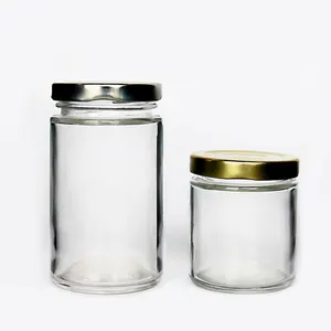 6Oz 8Oz 10Oz Rộng Miệng Bơ Đậu Phộng Đóng Hộp Vòng Mason Lưu Trữ Mật Ong Ergo Lọ Thủy Tinh Với Nắp Kim Loại