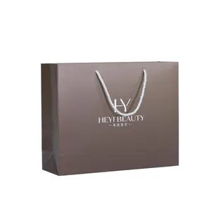 Luxury Brand Custom Logo Shoe Boutique Brown Packaging Gift Paper Shopping Bag For Clothes