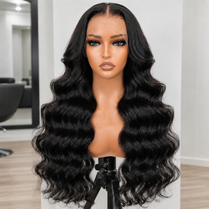 วิกผมแท้แบบ Body Wave สีธรรมชาติ 13x4 13x6 HD Lace Front Wig  พร้อมเชือกผูกแบบใส  ถอนขนมาแล้ว  ความหนาแน่นเต็ม - Product Image 1