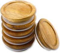 Couvercle de bocal en bois d'acacia naturel réutilisable avec joint en silicone, compatible avec les bocaux à ouverture standard
