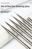 Ensemble de pinceaux pour nail art ultra fins, pour peinture au gel, liner, manche en métal doré de luxe, manchette sertie en nylon, outils de dessin pour manucure