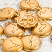 YIMEIL & Acier inoxydable – Pendentif rond double face avec les douze signes du zodiaque, motif en relief, incrusté de zircon, carte des étoiles, accessoires DIY