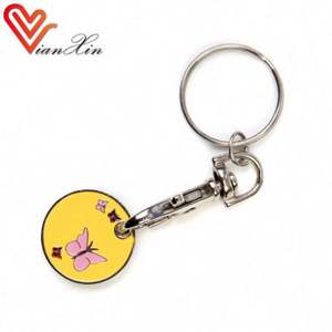 Uk Shopping Trolley Coin Metal Keychain Keyring Lock Tool <b>Key</b> Holder - Product Image 2