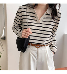 Fabricado en China Factory Oem Mujeres Sex Horse <span class=keywords><strong>Polo</strong></span> Camiseta Moda <span class=keywords><strong>Mujer</strong></span> <span class=keywords><strong>Rayas</strong></span> Polos Camisa - Product Image 2