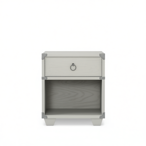 Comodino Grigio a 1 Cassetto, Arredamento Moderno Minimalista in Legno per Camera da Letto - Product Image 1