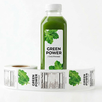 Rouleau d'adhésif Bopp vinyle transparent imperméable pour étiquettes de bouteilles de jus de fruits, étiquettes personnalisées imprimées en couleur pour jus de mangue