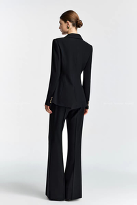 Conjunto de Traje con Cuello en V para <span class=keywords><strong>Mujer</strong></span>, Directo de Fábrica, <span class=keywords><strong>Blazer</strong></span> Profesional para Oficina, Personalización de Logotipo y ODM Disponibles al por Mayor - Product Image 3