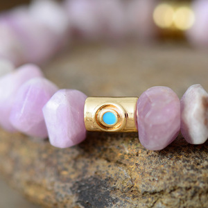 Bracelet en pierres naturelles et cristaux, perles violettes, élastique, unisexe, cadeau, bijoux bohèmes, bracelet à breloques fait main - Product Image 4