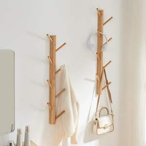 Lot de 2 patères murales verticales en bambou pour vestes, chapeaux, peignoirs, entrée et salle de bain - Product Image 4