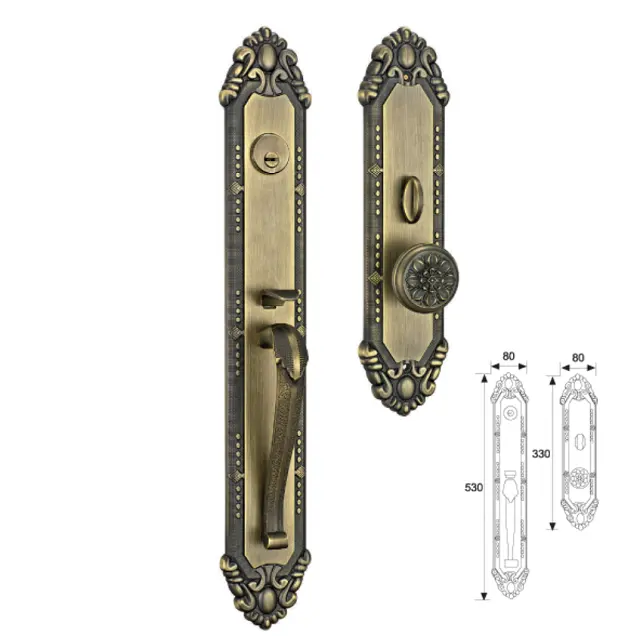 Elegant Deadbolt Cylinder Grip Handle Handleset Door Lock Exterior Door Para Puertas De Madera with Brass Villa Door Handle Lock
