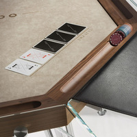 Table de poker de casino moderne professionnelle pour 10 personnes, plateau en verre trempé, base en acier inoxydable, pieds pliants, luxe, durable