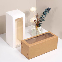 Boîte cadeau en carton écologique personnalisée 8x8x20cm avec fenêtre en PVC pour les fleurs de la Saint-Valentin et l'emballage de verres à vin, finition mate