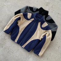 Veste bomber d'hiver décontractée à col montant en laine/polyester unie sur mesure pour homme avec fermeture éclair, veste en polaire sherpa pour homme