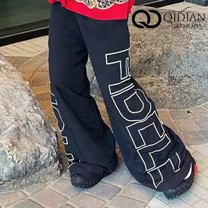 Pantalon de survêtement en nylon personnalisé, décontracté, avec logo imprimé à l'écran, coupe large, taille élastique, pour homme - Product Image 3