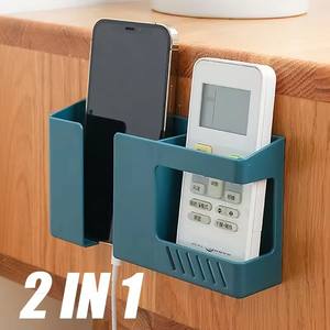 2 in 1 <b>Wall</b>-mounted Mobile Phone Remote Control Storage <b>Box</b> Multifunctional Punch-free Storage Rack <b>Wall</b> Debris Storage Holders - Product Image 1