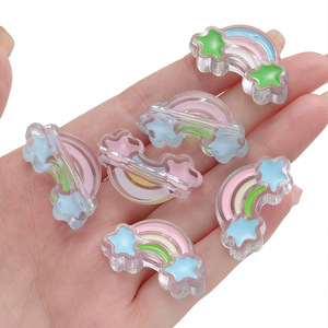 Acrylic <b>Rainbow</b> Beads Mixed Shapes Loose Beads For <b>Bracelet</b> Making Blue Green Pink White Randomly Mixed - Product Image 3